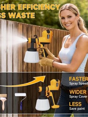 Yellow Electric Paint Sprayer Gun with White Paint Cup